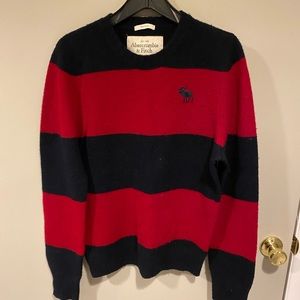 Vintage Abercrombie wool sweater L Navy and Red stripes, Freddy Krueger colors